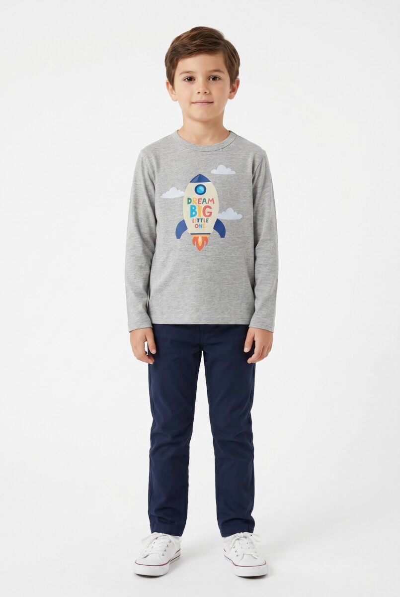 Camiseta manga larga - Gris melange 