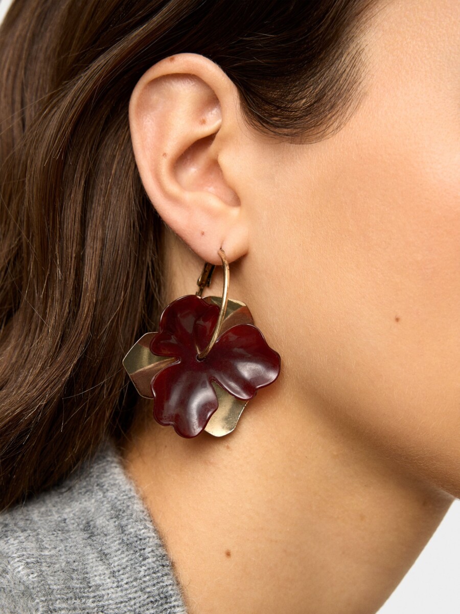 Aros Con Flor De Resina azul