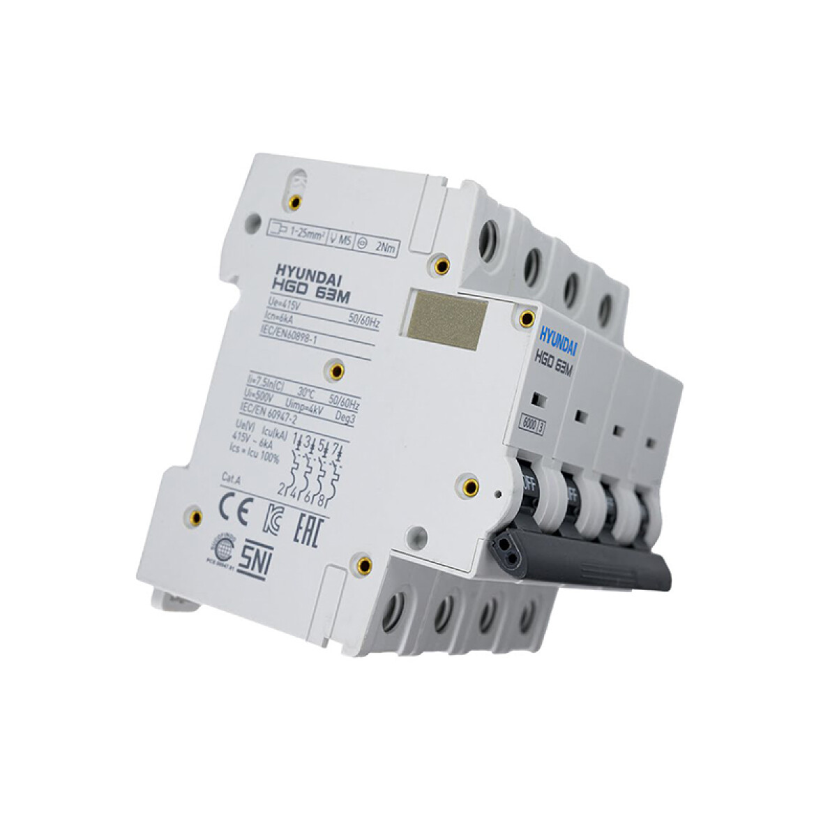 Llave térmica HGD63-M din 4P 25A 6kA - HY1825M 