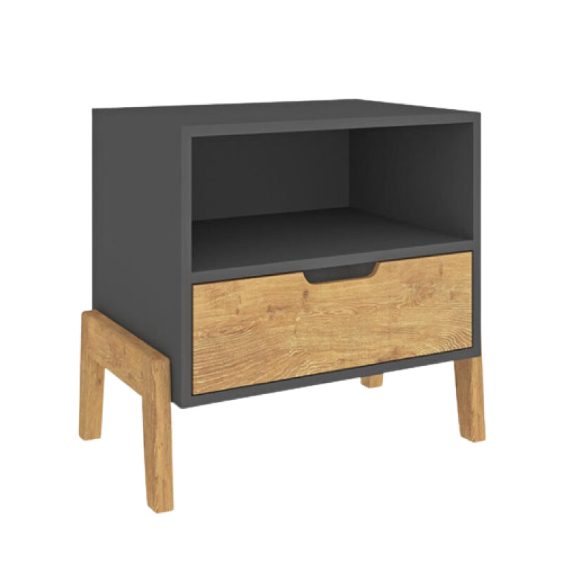 Mesa de luz combinado madera 1 cajón negro grafito Mesa de luz combinado madera 1 cajón negro grafito