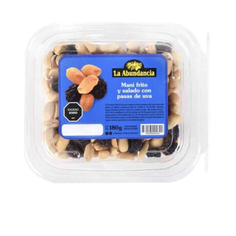 MANI FRITO Y SALADO C/PASAS POTE 180 G LA ABUNDANCIA MANI FRITO Y SALADO C/PASAS POTE 180 G LA ABUNDANCIA