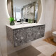 MUEBLE GRIS TIPO PIEDRA CON MESADA MARMOLADA - 89.2X51.9X35 GRIS