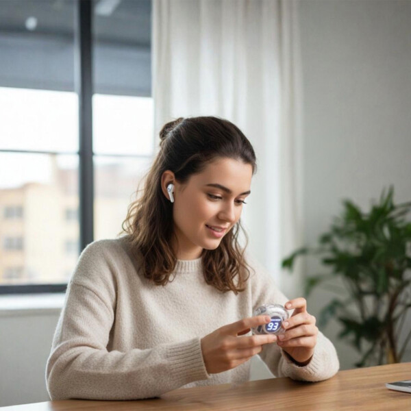 Auriculares Bluetooth Inalámbricos C/ Display Batería USB-C Color Blanco