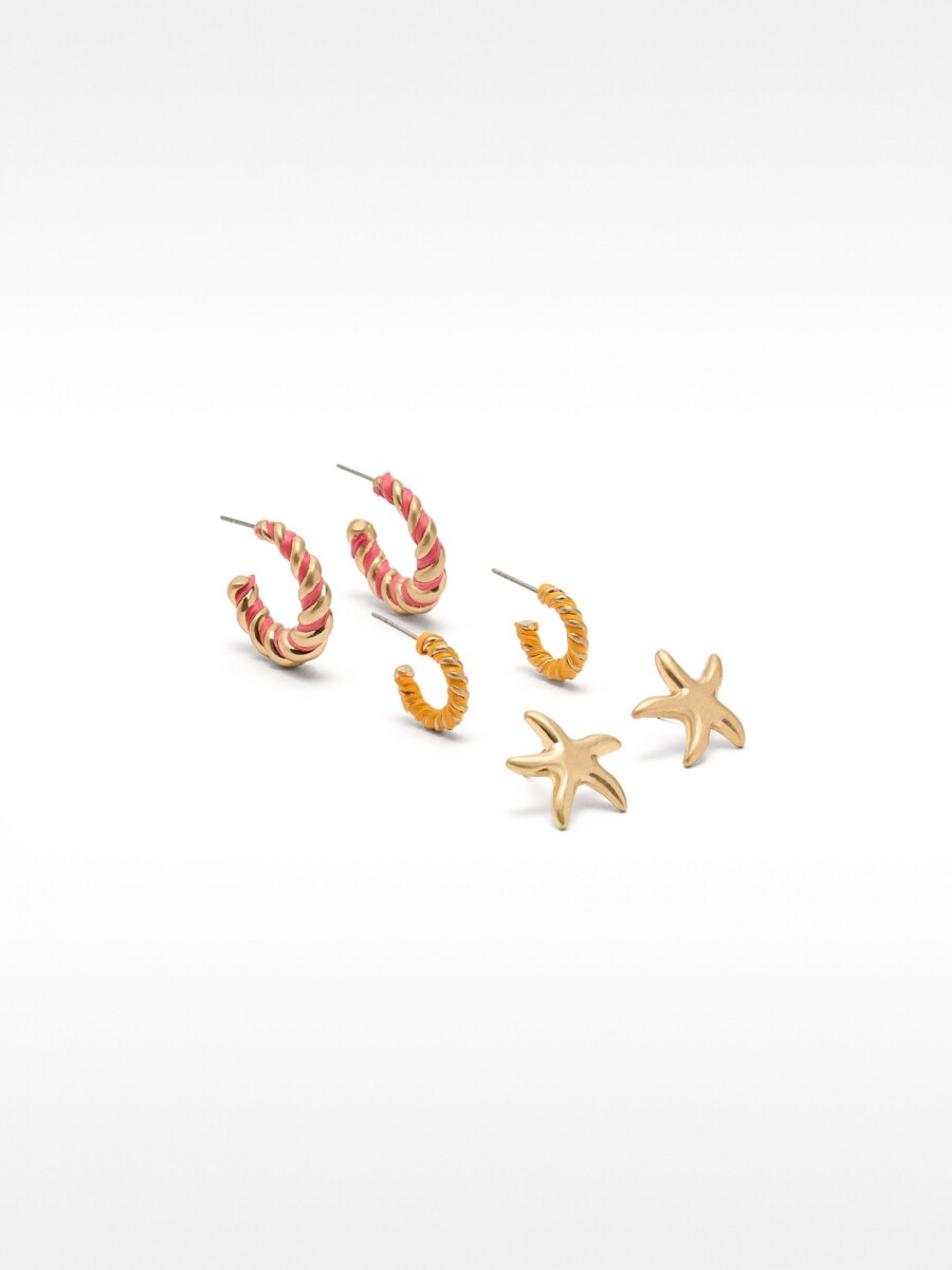 Set De Pendientes Con Rafia multicolor