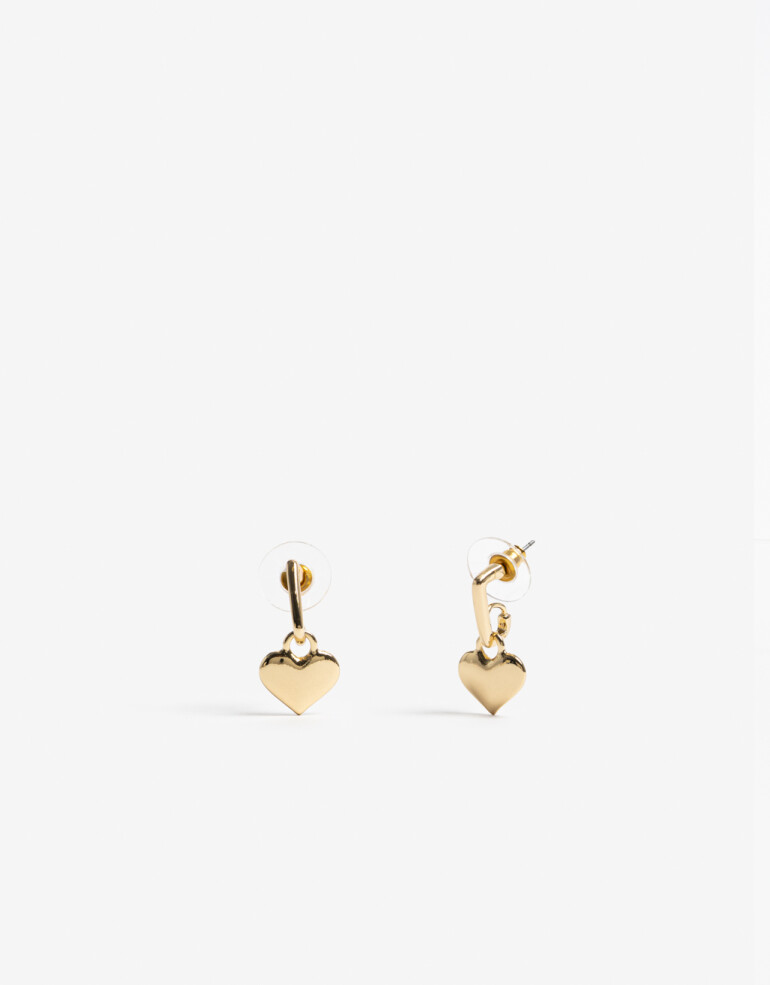 Aros Argollas Metal Aros Argolla Corazón Metal - Dorado