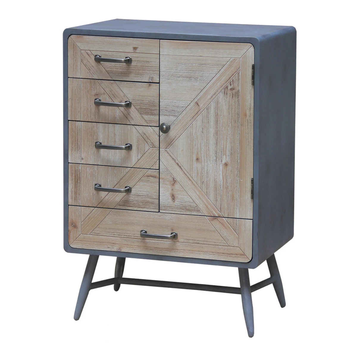 APARADOR VERTICAL 1P 4 + 1CAJ NATU/GRIS. 60X35X82CM 