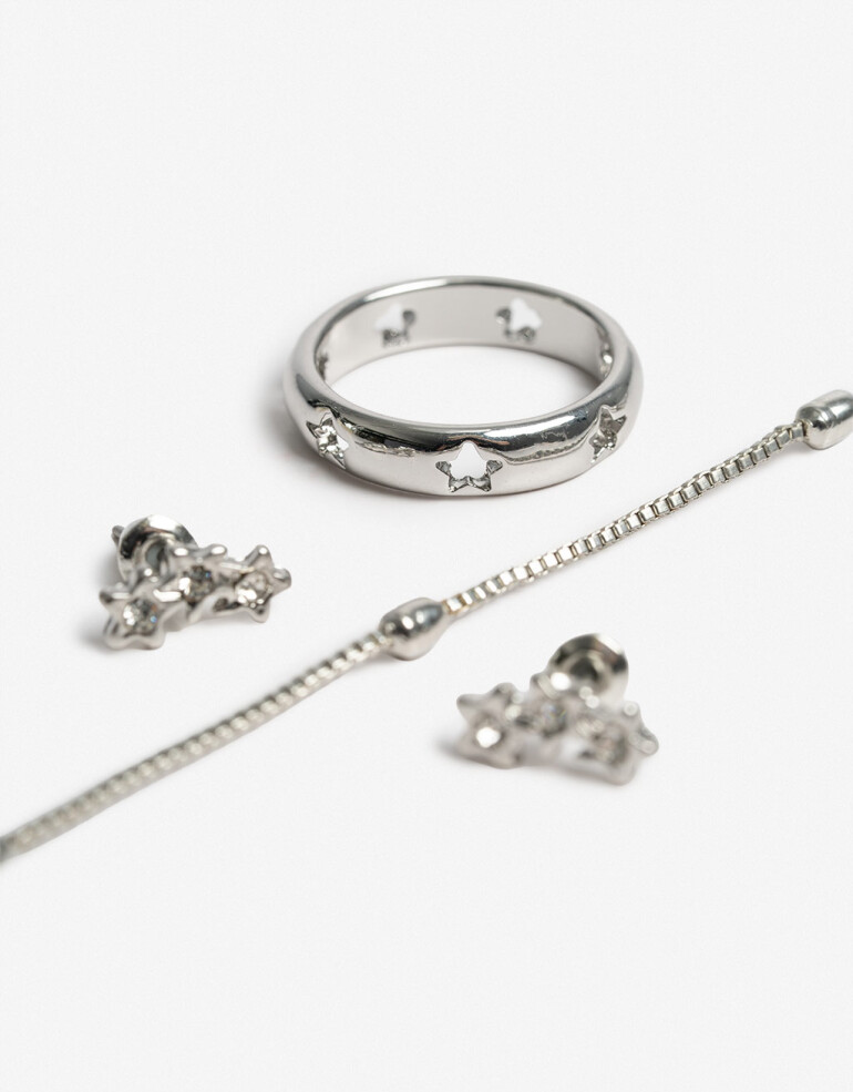 Bijouterie Set Metal Set De Bijou - Plateado Rodio