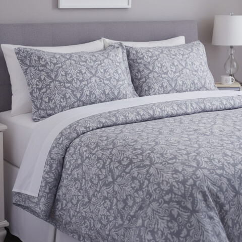 Juego Sábanas Queen Size Bukara 100% Microfibra 255-2 ARABESCO GRIS