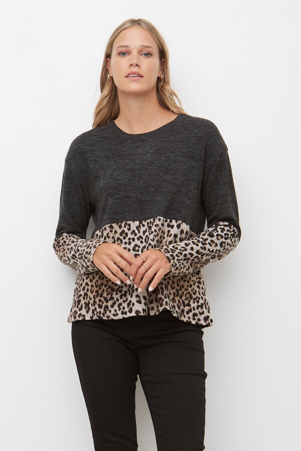 Buzo Soft Print NEGRO/BEIGE