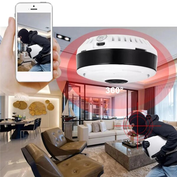 Camara Wifi Seguridad 360° 2Mp Vision De Pez Microfono Smart Variante Color Blanco