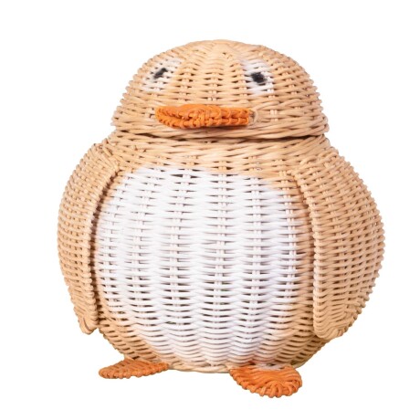CANASTO DE JUGUETES SMALL RATTAN AMARILLO PINGUINO, AMARILLO