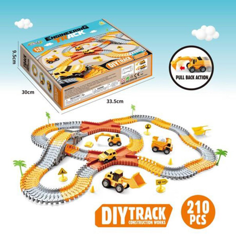 Pista Carreras Flexible Ciudad en Construcción Camiones 210P Naranja