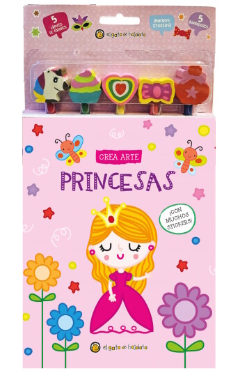 Crea arte: lápices, borradores y stickers. Princesas Crea arte: lápices, borradores y stickers. Princesas