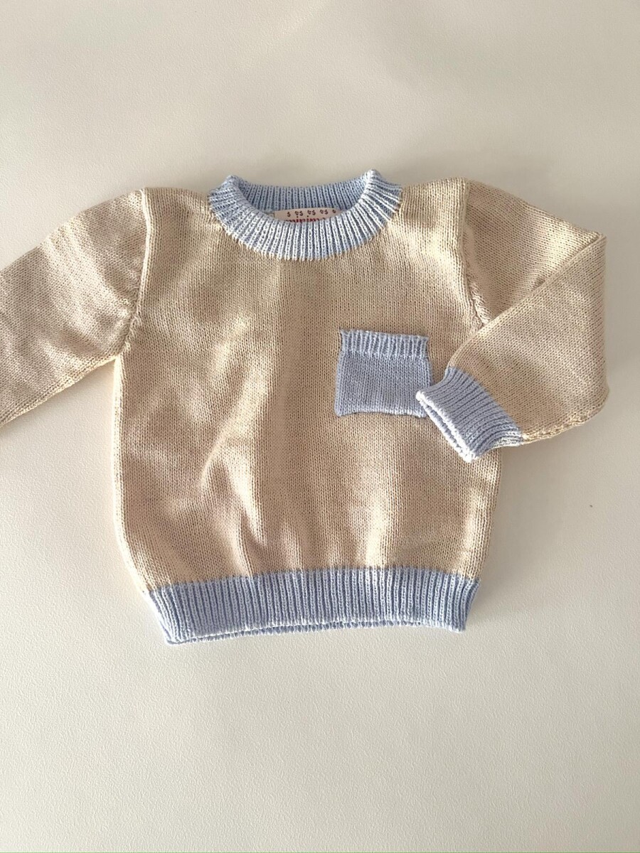 Buzo puño celeste beige Buzo puño celeste beige
