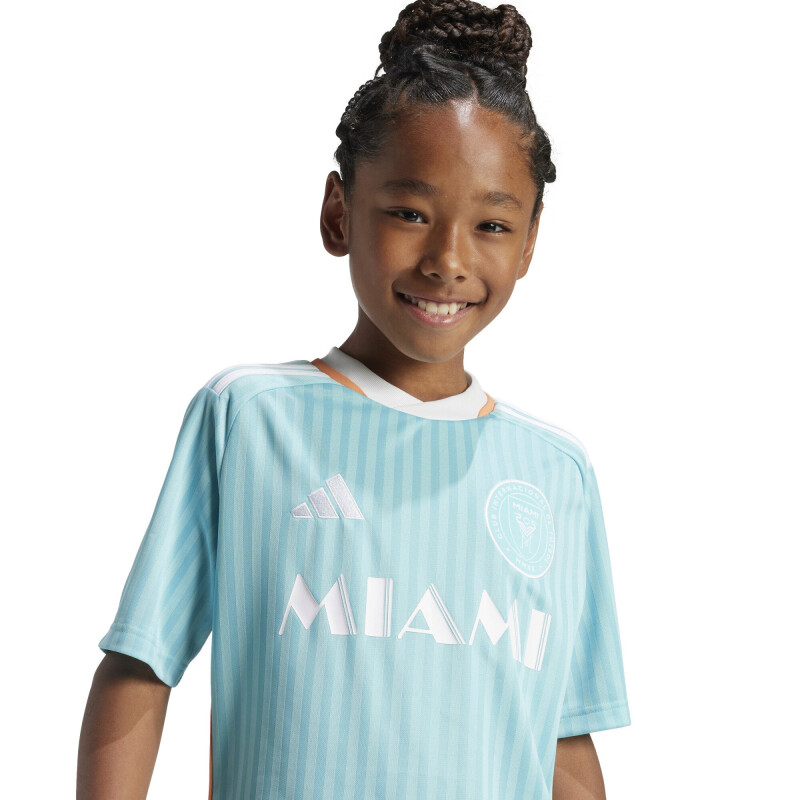 Camiseta Infantil Adidas Inter Miami Verde menta - Blanco