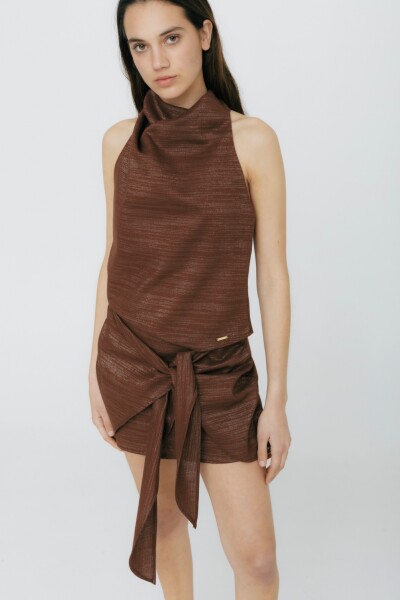 TOP HALTER LUREX Chocolate