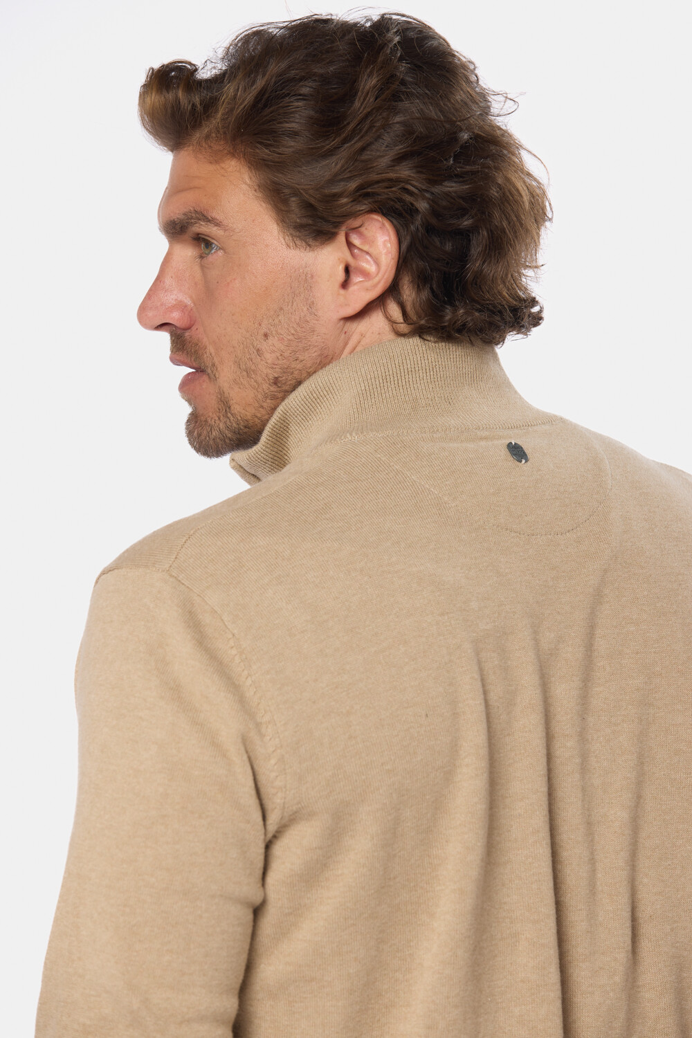 CAMPERA TEJIDA DE ALGODÓN Beige