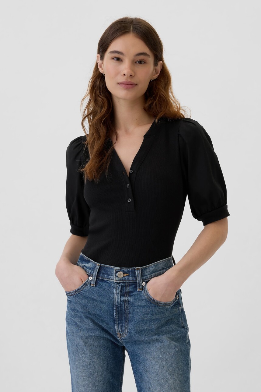 Remera Con Botones Mujer True Black