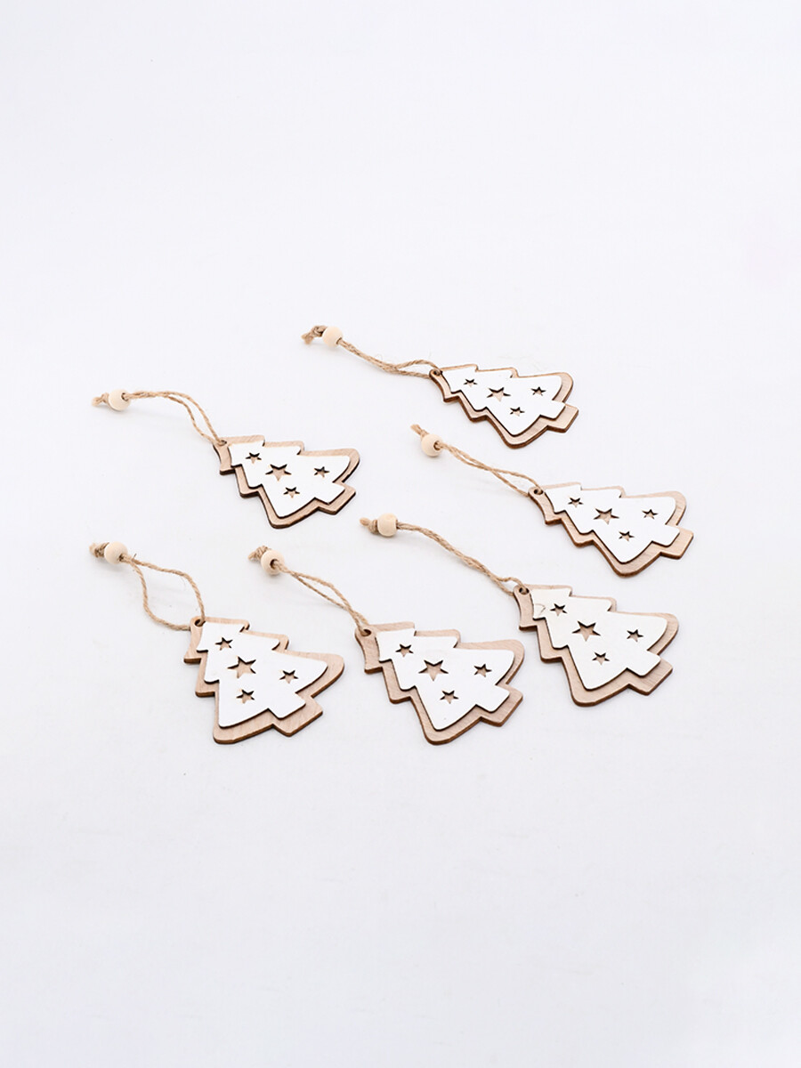 ADORNO COLGANTE MDF ARBOL X 6 - MADERA 