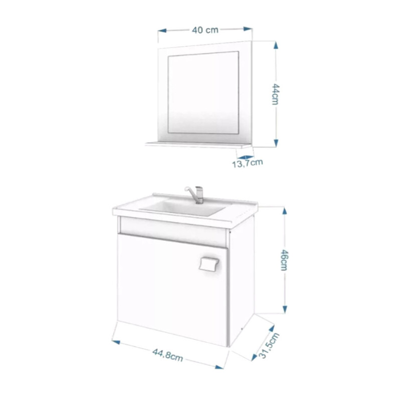 Mueble Baño Arte Dalva Madera 46x44.8 Cm C/bacha Blanco Mueble Baño Arte Dalva Madera 46x44.8 Cm C/bacha Blanco