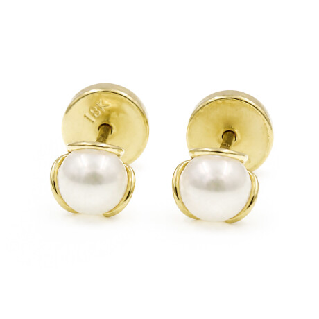 Caravanas de bebe canastita de oro 18k y perlas. Un clásico imperdible Caravanas de bebe canastita de oro 18k y perlas. Un clásico imperdible