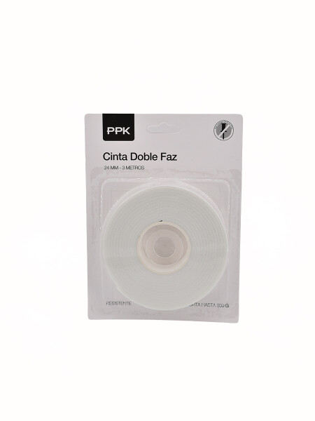 CINTA DOBLE FAZ 24MM 3MTS BLANCO