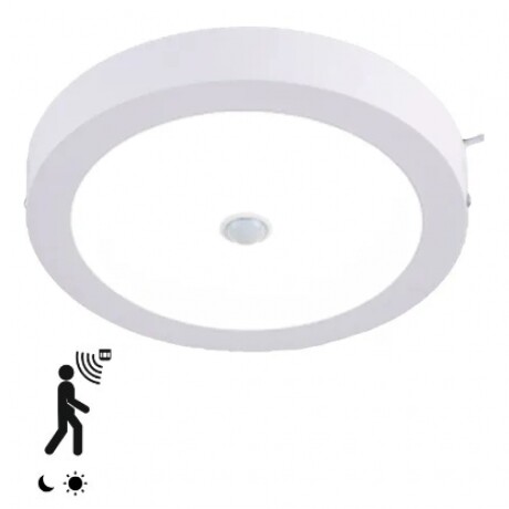 PANEL LED REDONDO ADOSAR CON SENSOR DE MOVIMIENTO Y FOTOCELULA Panel Led Con Sensor de Movimiento Y Fotocélula 18W Calido