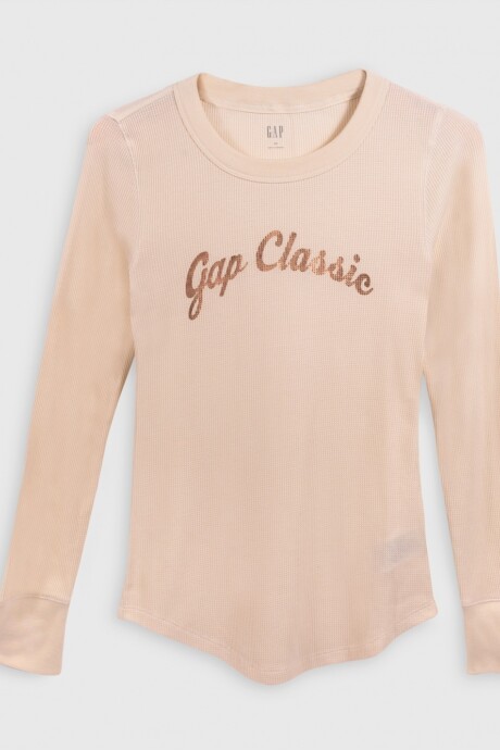Remera Waffle Manga Larga Mujer Rose Gold Gap Classic