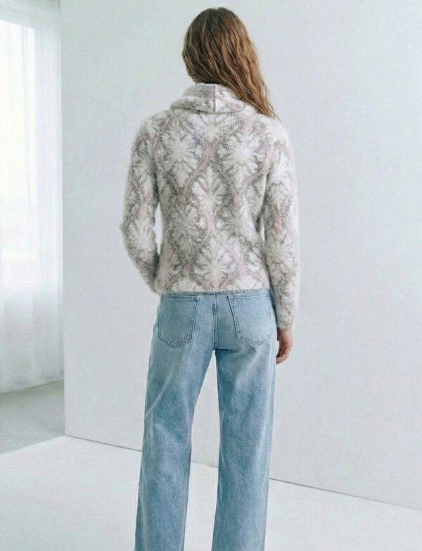 Buzo Cuello Volcado Mohair MULTI/BLANCO