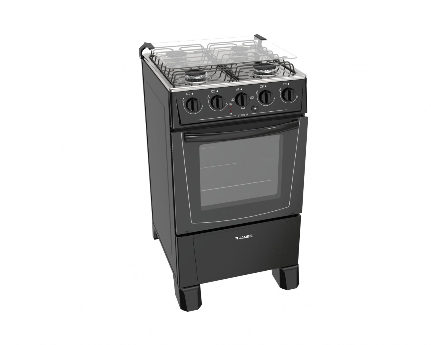 Cocina Combinada James 4 Hornallas Negra C 205 B — Tienda Porto
