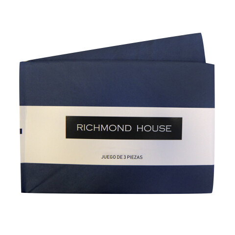 Juego Sábanas 2 Plazas Richmond House Lisas 100% Microfibra AZUL MARINO