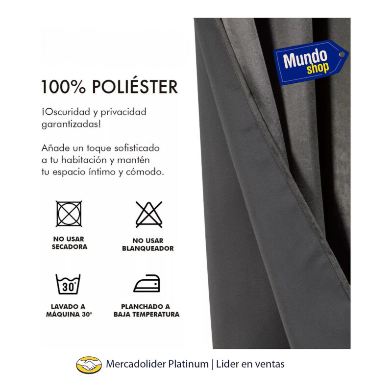 Cortinas Blackout 2 Paños 106cm X 160cm Satinado Calidad Gris