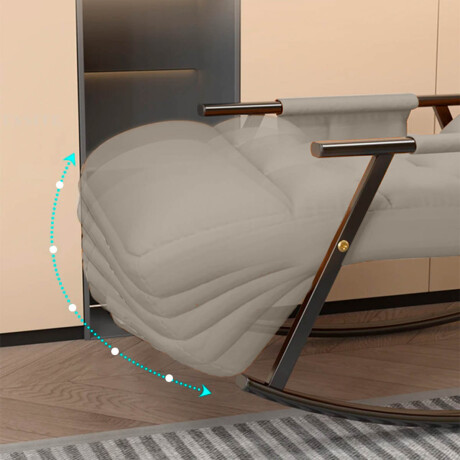 Sillón Reposera Mecedora Respaldo Ajustable Bolsillo Beige