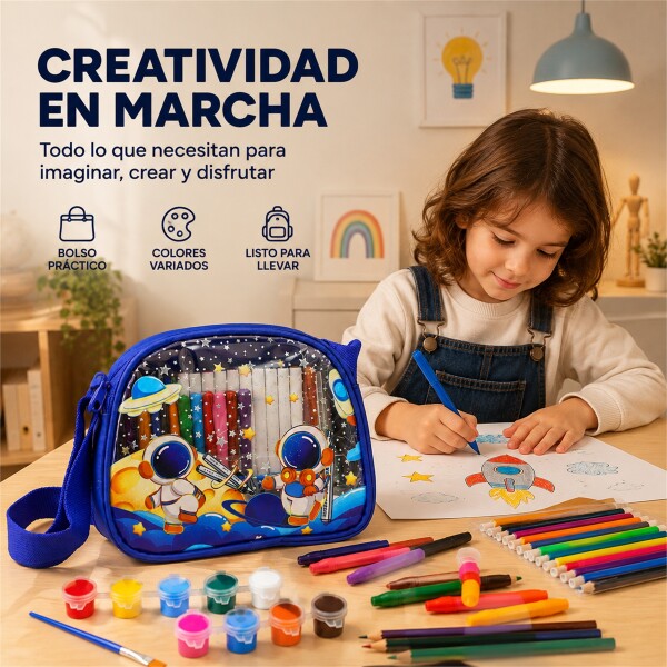 Set de Arte Infantil con Bolso 57 Piezas para Pintar y Dibujar Azul