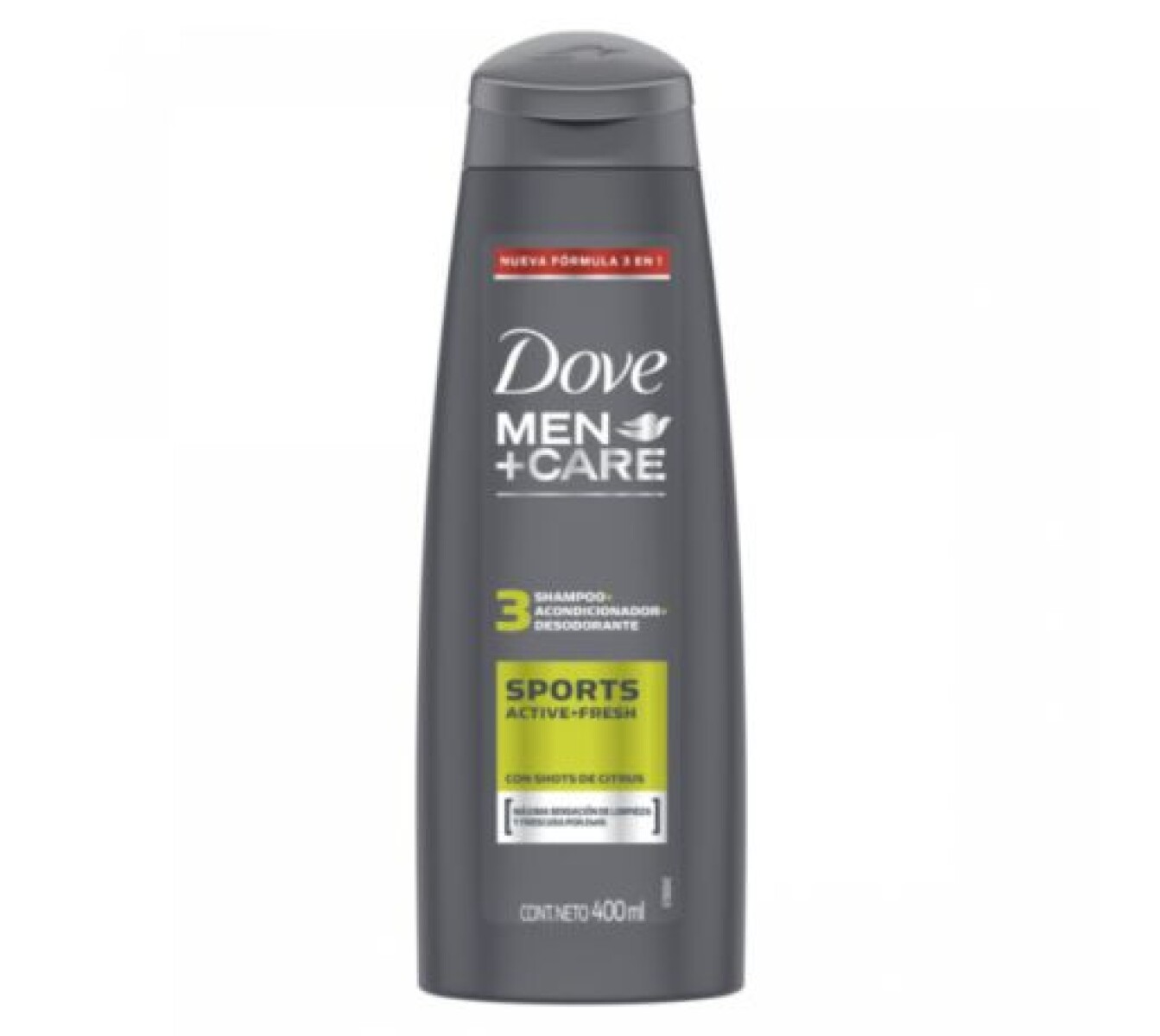 Dove Shampoo 3 en 1 Men Sports Active + Fresh 400 ml – Limpieza y Frescura 