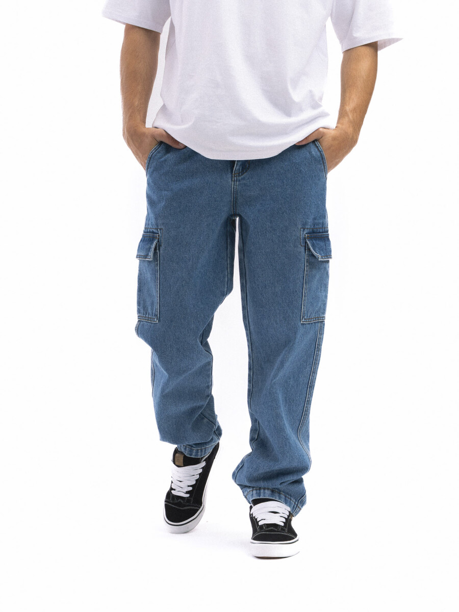 Jean Cargo Overzise - Celeste 