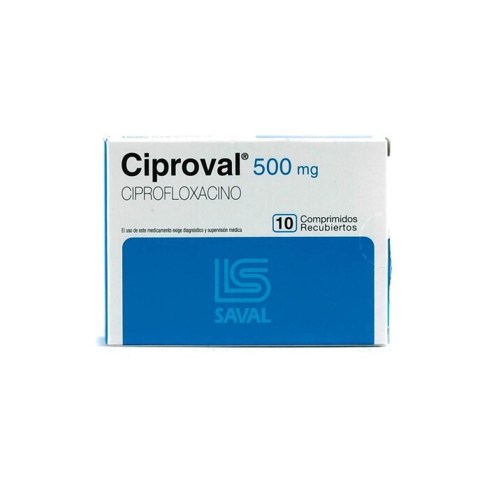 CIPROVAL 500 MG. CJ X 10 COMP. única