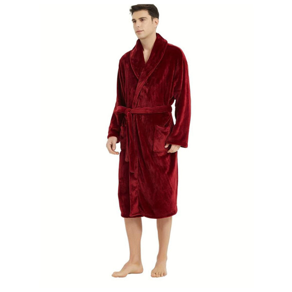 Bata de Baño Salida Ducha Tela Sherpa Suave Adulto Unisex Variante Color Bordo