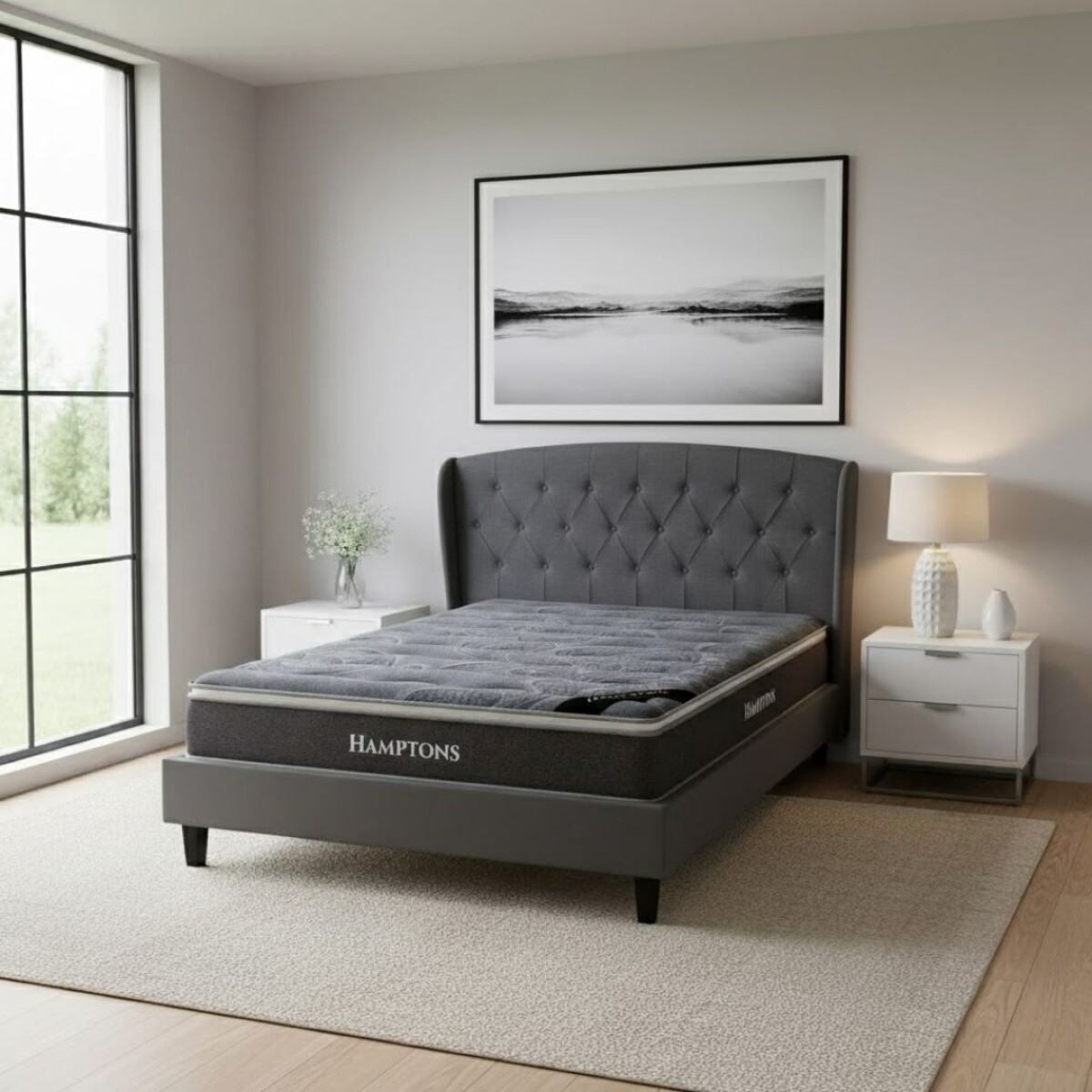 Sommier 2 Plazas Hamptons Hybrid Silver Con Respaldo 