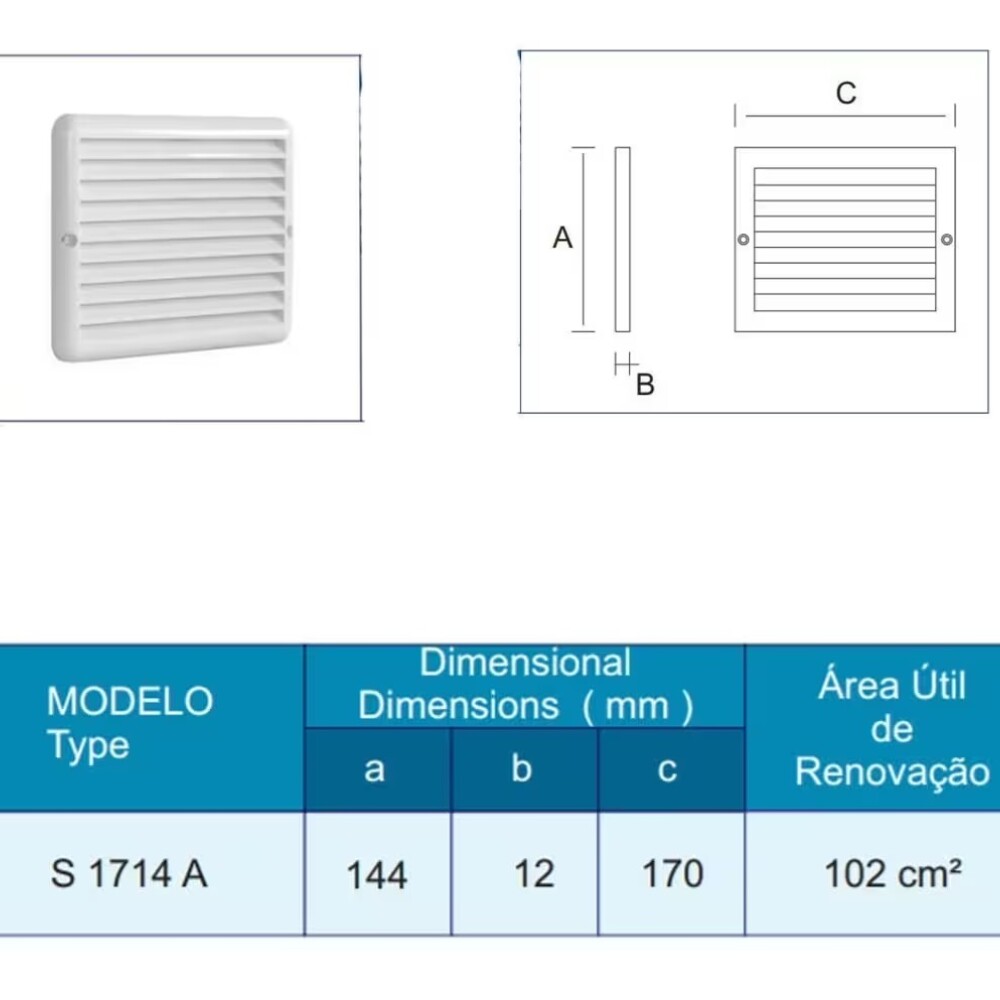 Rejilla de ventilación 17x14cm Sicflux Rejilla De Ventilación 17x14cm Sicflux