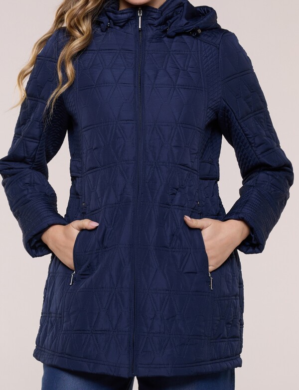 Campera Larga Capitoneada Con Capucha Desmontable AZUL