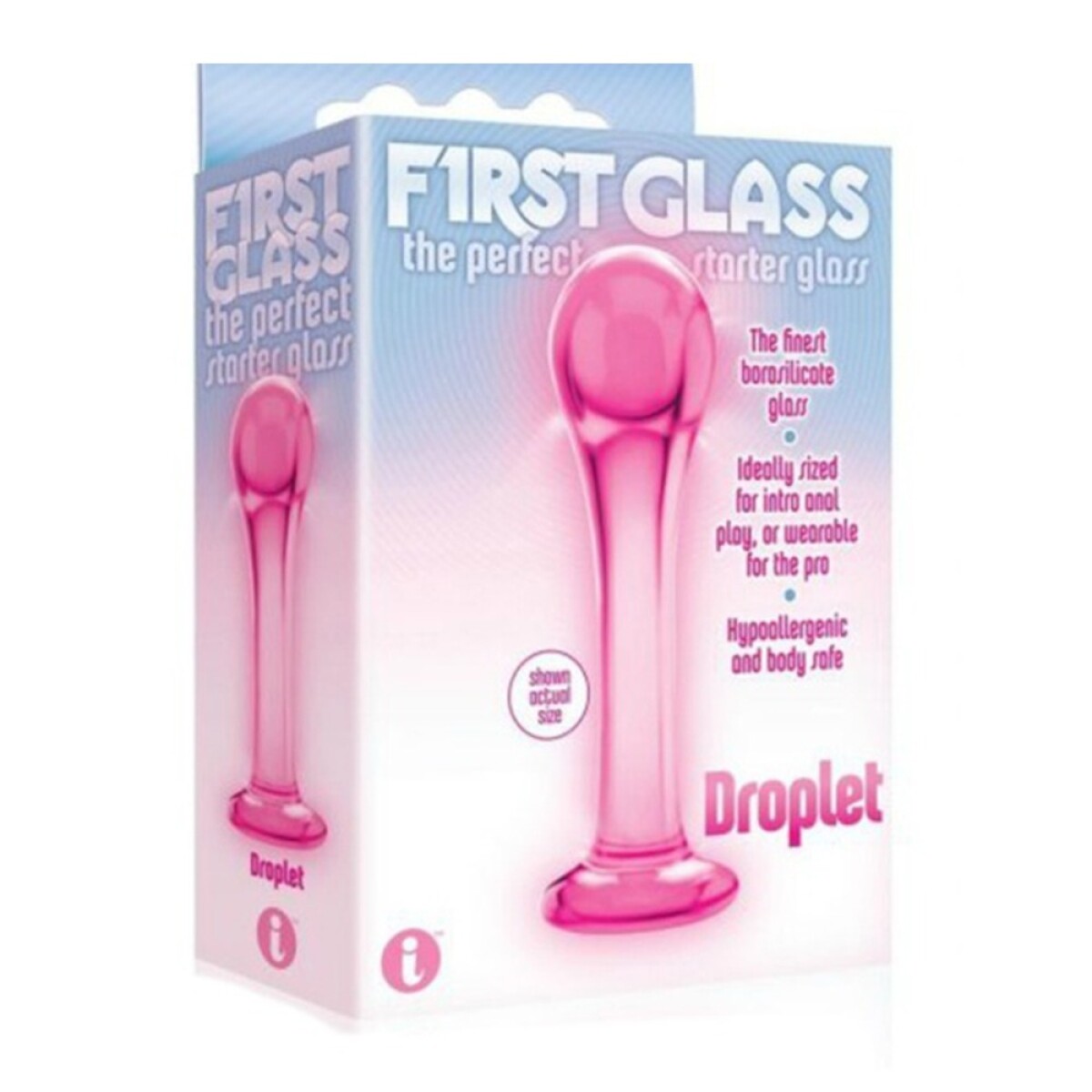 First Glass Plug Droplet Anal Rosa 