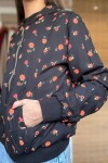 Campera capucha rayón Flores naranjas