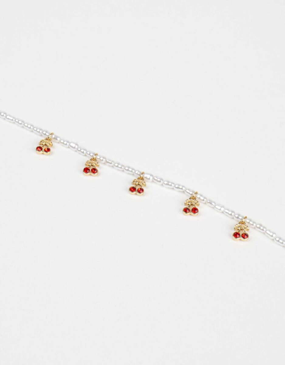 Collar Con Perlas ''cherry'' - Dorado 
