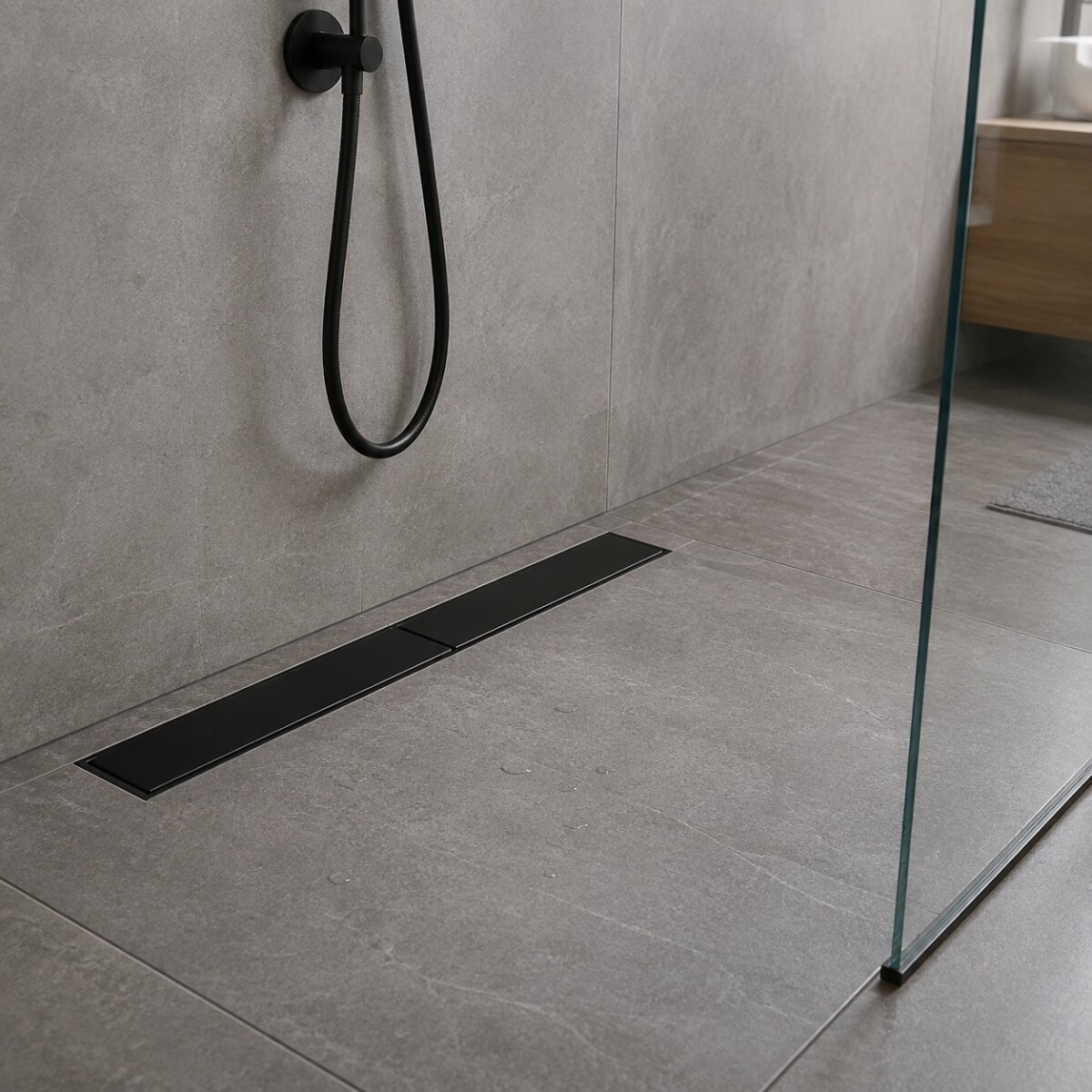 RECEPTACULO LINEAR PVC SIN SIFON TAPA NEGRA Receptaculo Linear Pvc Sin Sifon Tapa Negra