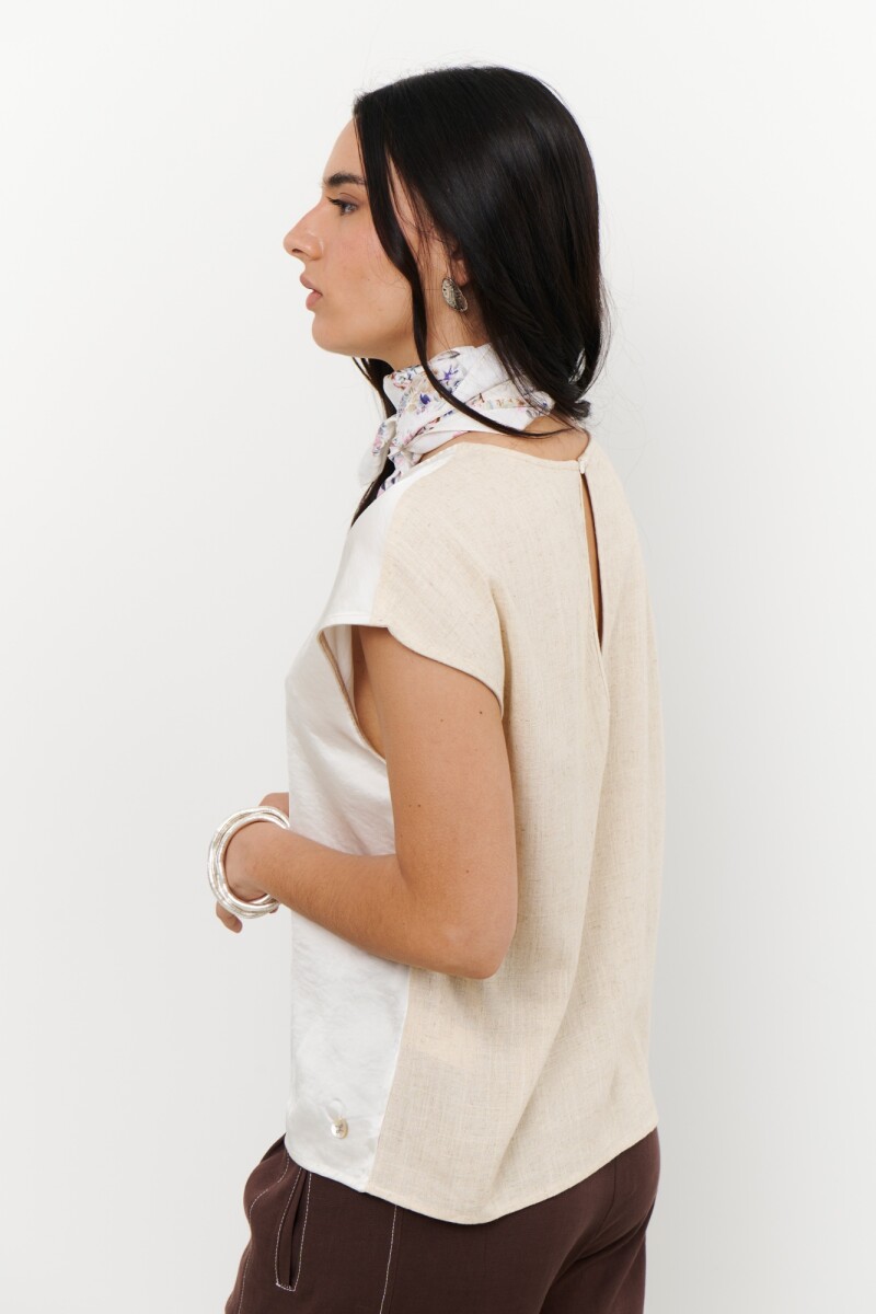 BLUSA LINO SATEN NATURAL