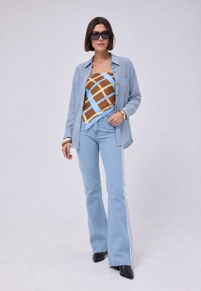 Camisa lino Celeste