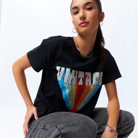 REMERA VINTAGE RAINBOW Negro