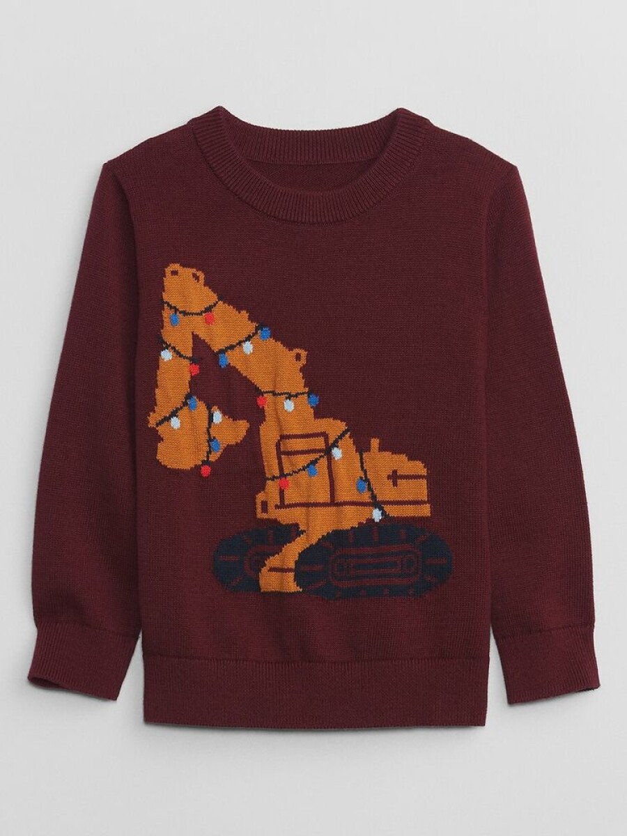 Sweater Logo Gap Toddler Niño - Deep Garnet Red 501 