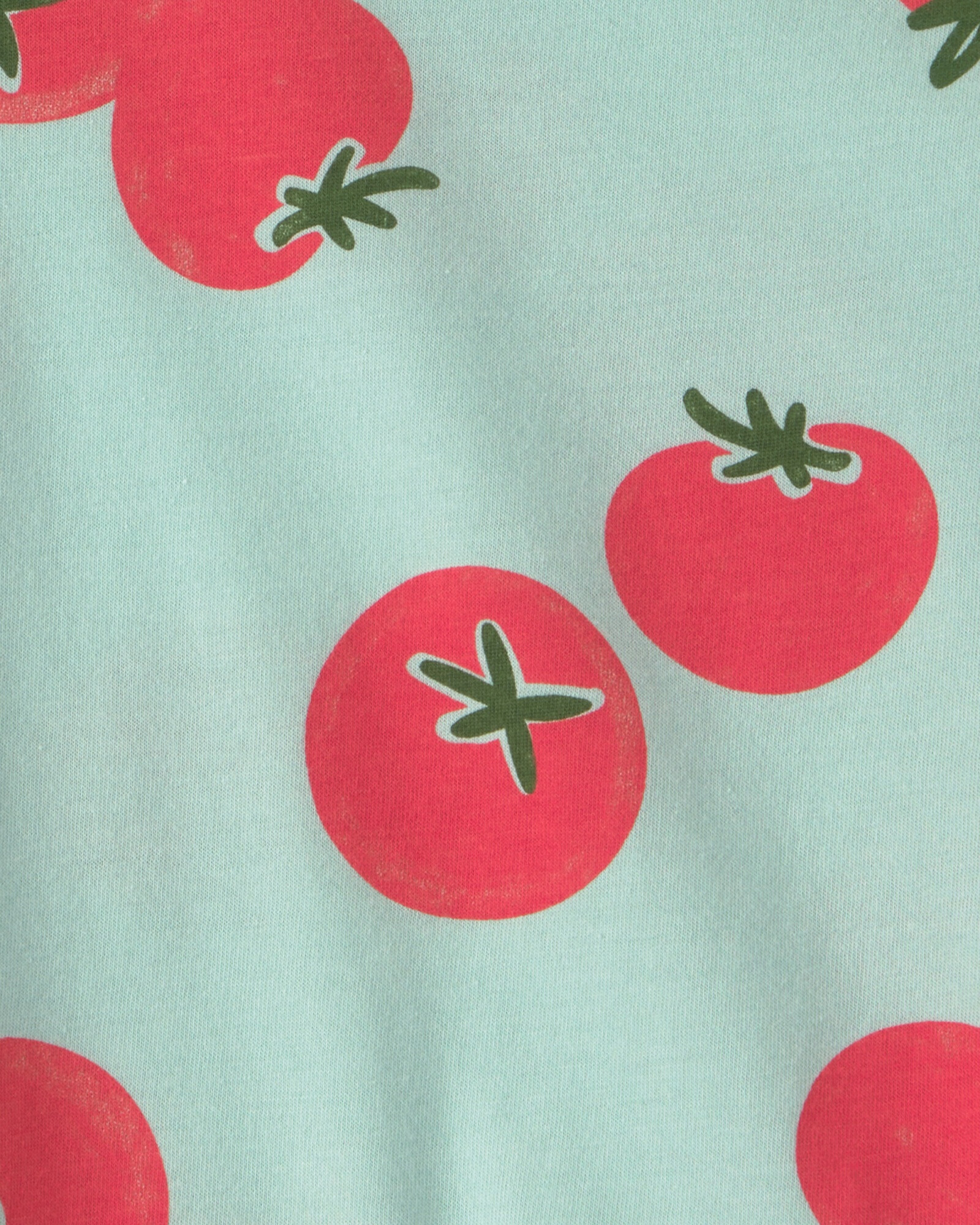 Remera de algodón, manga corta, verde, diseño tomates Sin color